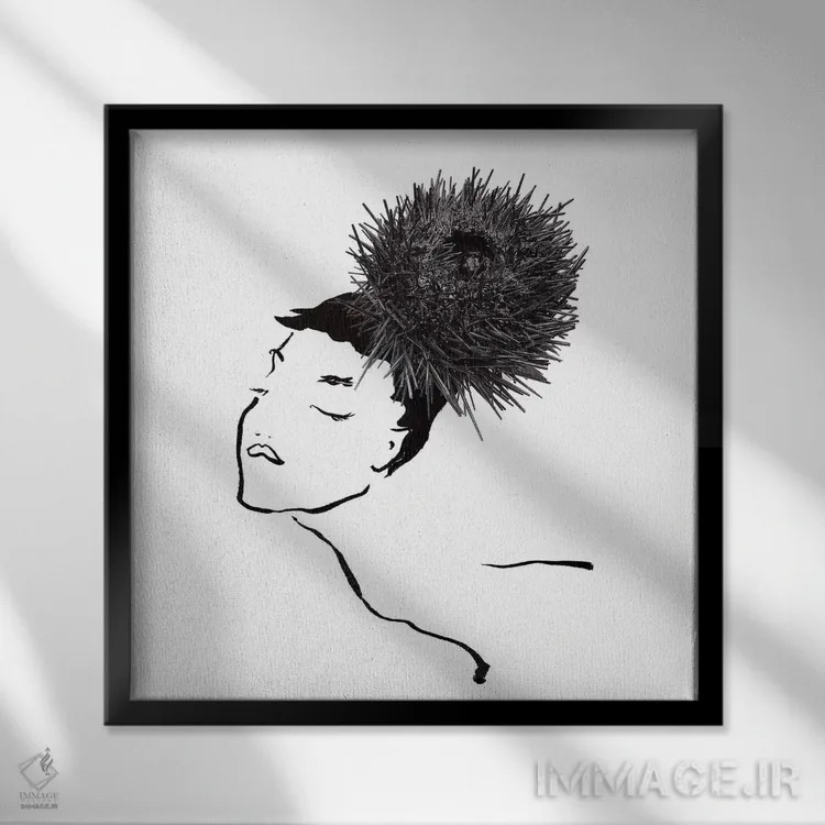 تابلو یونی (خارپشت دریایی - خوراک دریایی) اثر گرچن روهرز - نمای قابدار مشکی