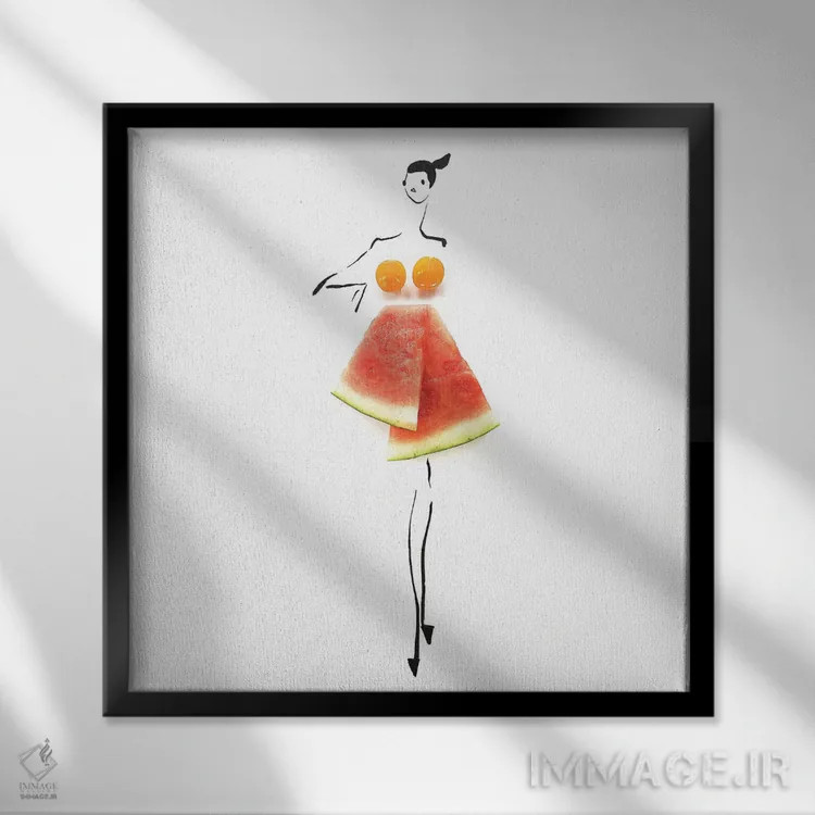 تابلو گوجهملون (هیبرید میوه) اثر گرچن روهرز - نمای قابدار مشکی