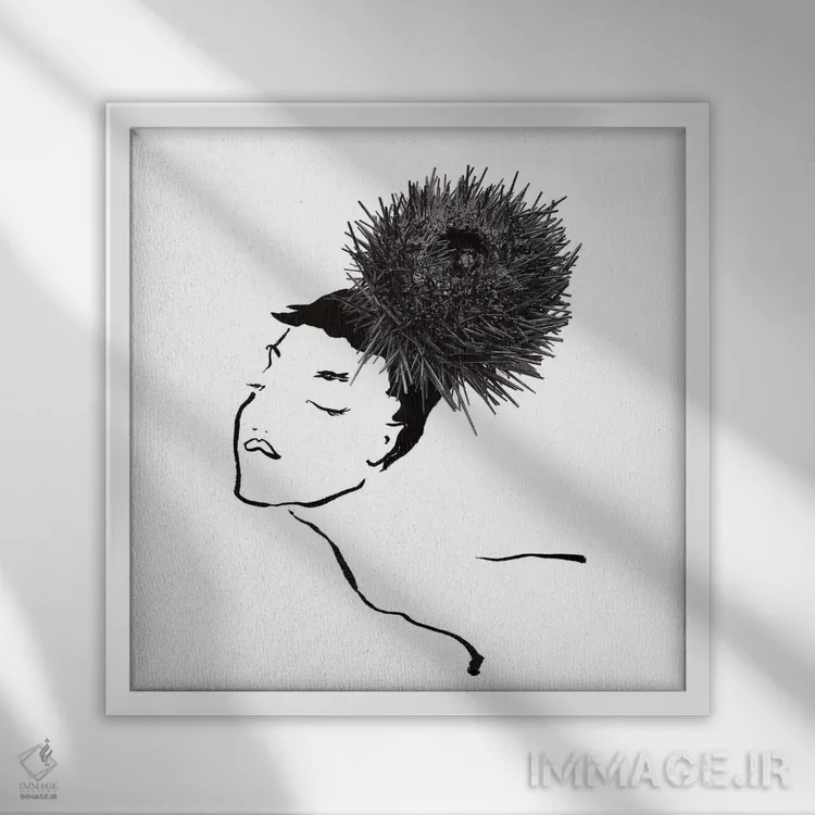 تابلو یونی (خارپشت دریایی - خوراک دریایی) اثر گرچن روهرز - نمای قابدار سفید