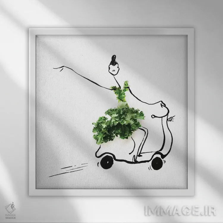 تابلو اسکوتر کلم کیل اثر گرچن روهرز - نمای قابدار سفید
