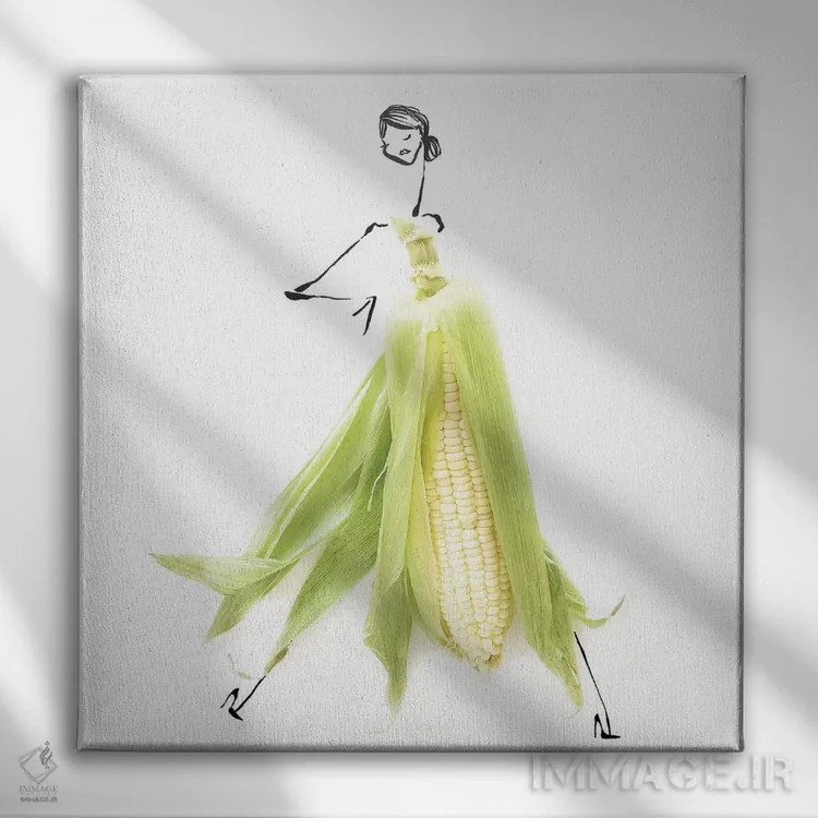 تابلو ذرت زرد اثر گرچن روهرز - نمای روبهرو روی دیوار
