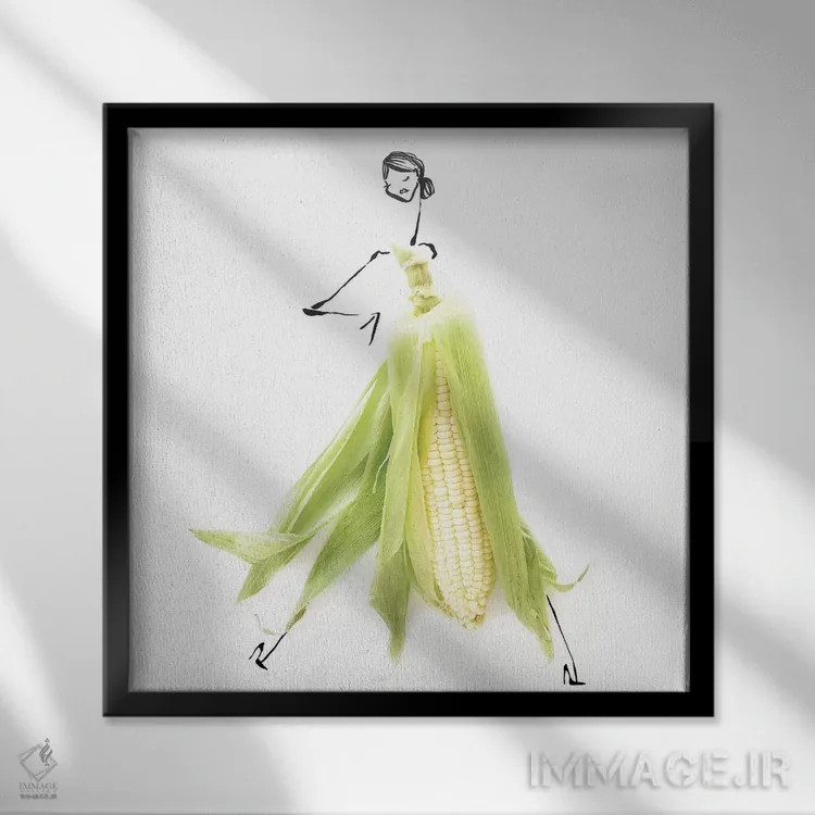 تابلو ذرت زرد اثر گرچن روهرز - نمای قابدار مشکی