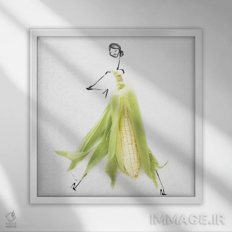 تابلو ذرت زرد اثر گرچن روهرز - نمای قابدار سفید