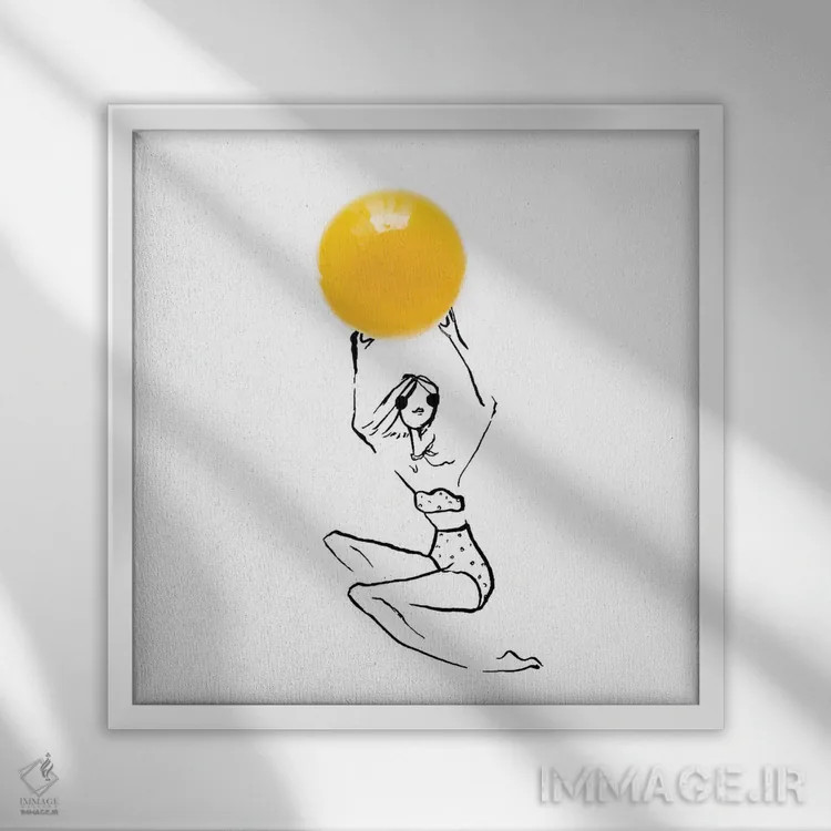 تابلو تخم مرغ زرد اثر گرچن روهرز - نمای قابدار سفید