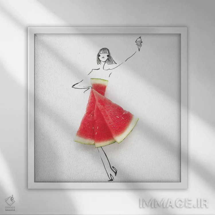 تابلو هندوانه اثر گرچن روهرز - نمای قابدار سفید