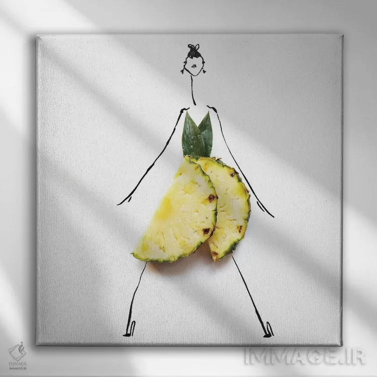 تابلو آناناس زرد اثر گرچن روهرز - نمای روبهرو روی دیوار