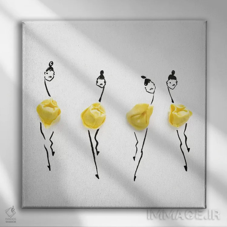 تابلو تورتهلینی زرد اثر گرچن روهرز - نمای روبهرو روی دیوار