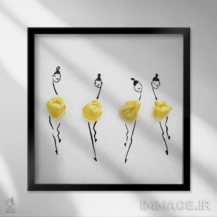 تابلو تورتهلینی زرد اثر گرچن روهرز - نمای قابدار مشکی