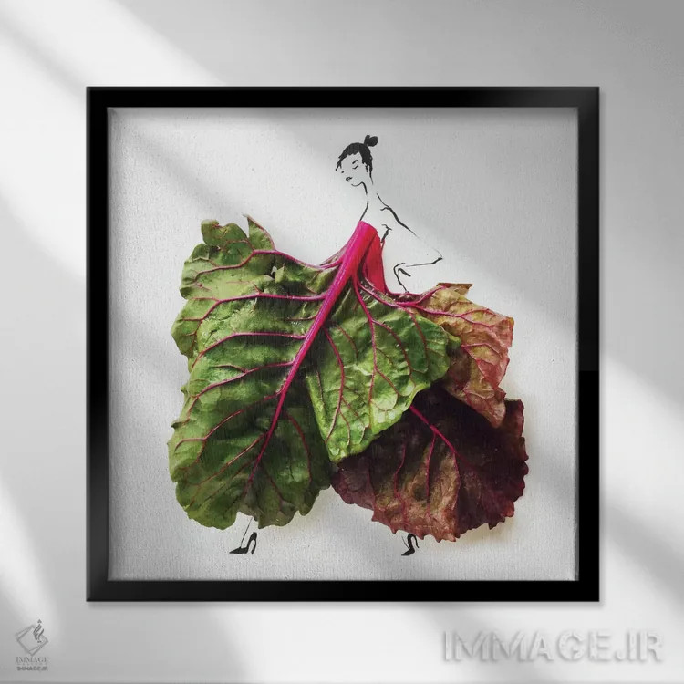 تابلو برگ چغندر سوئیسی (چارد) اثر گرچن روهرز - نمای قابدار مشکی