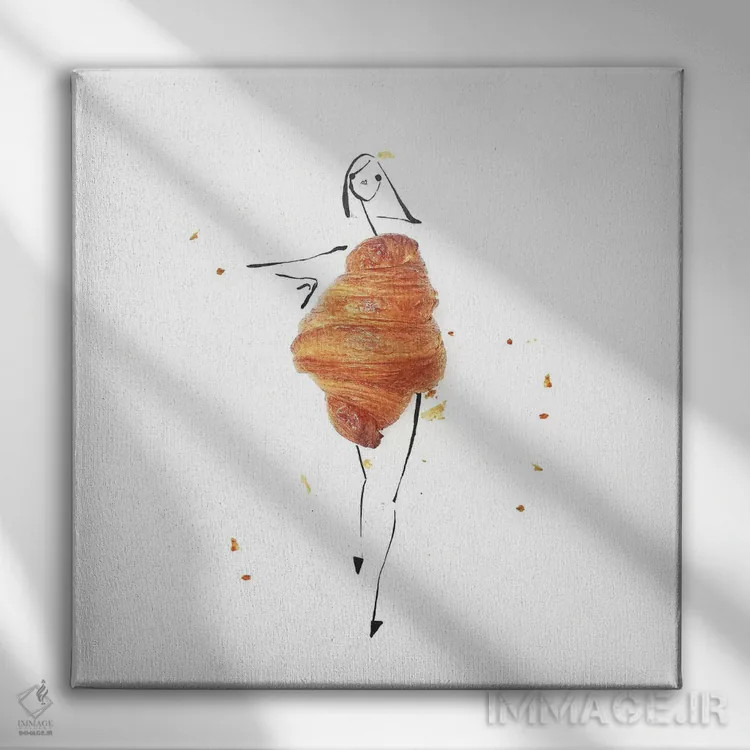 تابلو کرواسان (نوعی شیرینی فرانسوی) اثر گرچن روهرز - نمای روبهرو روی دیوار