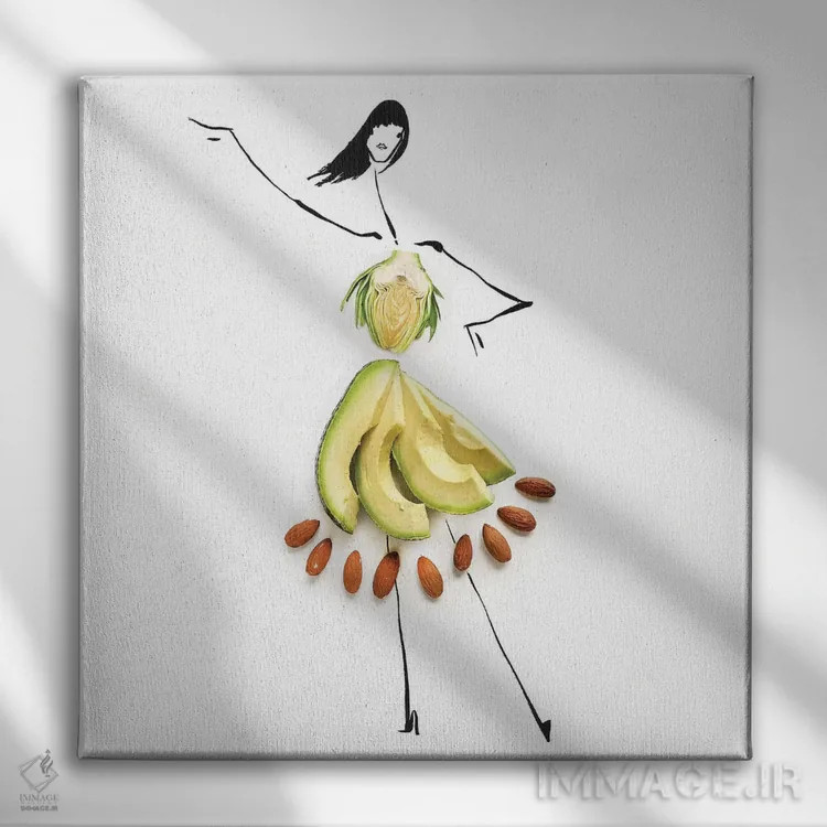 تابلو آووکادو (میوه گرمسیری) اثر گرچن روهرز - نمای روبهرو روی دیوار