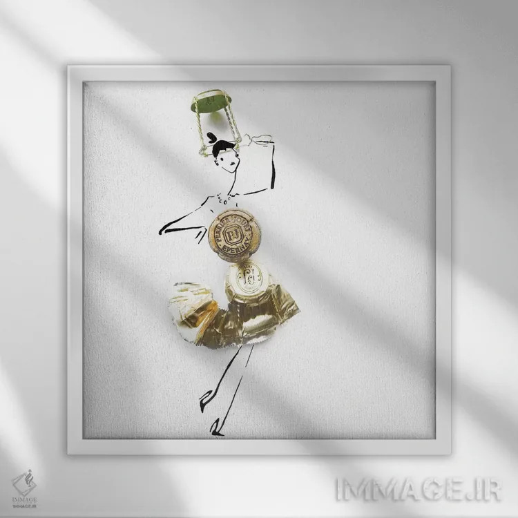 تابلو شامپاین بالا اثر گرچن روهرز - نمای قابدار سفید