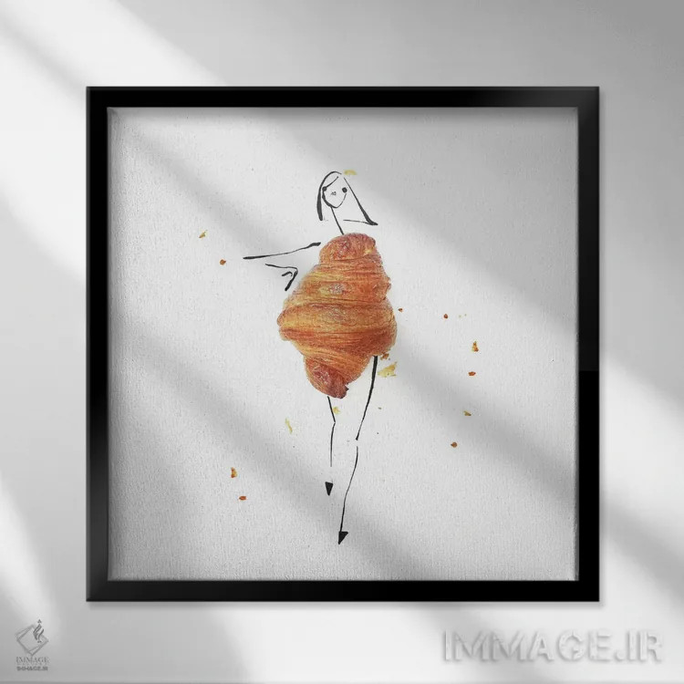 تابلو کرواسان (نوعی شیرینی فرانسوی) اثر گرچن روهرز - نمای قابدار مشکی