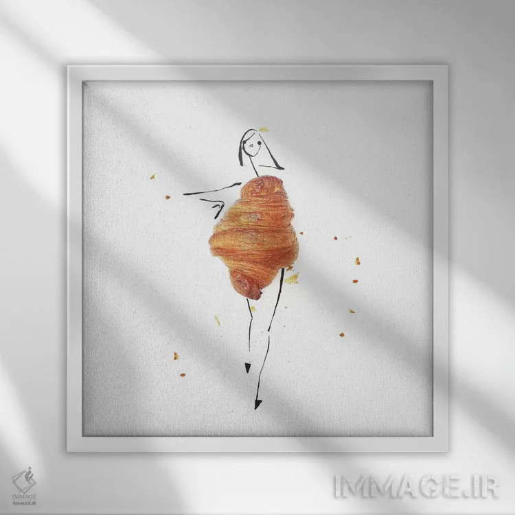 تابلو کرواسان (نوعی شیرینی فرانسوی) اثر گرچن روهرز - نمای قابدار سفید