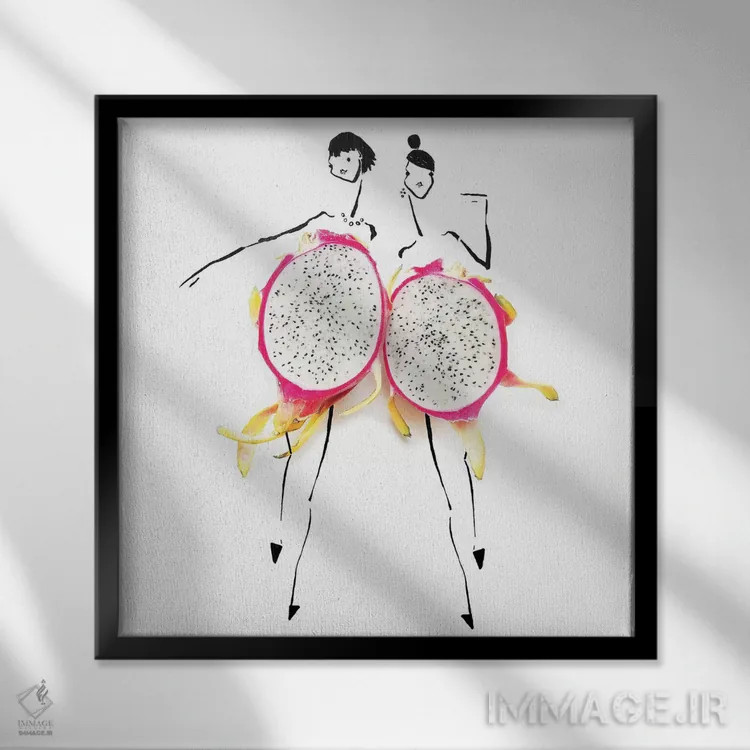 تابلو میوه اژدها (پیتایا) اثر گرچن روهرز - نمای قابدار مشکی