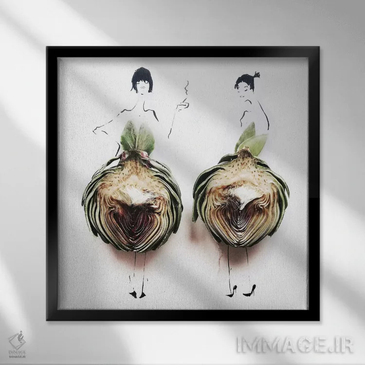 تابلو آرتیشو (کنگر فرنگی) اثر گرچن روهرز - نمای قابدار مشکی