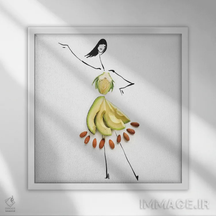 تابلو آووکادو (میوه گرمسیری) اثر گرچن روهرز - نمای قابدار سفید