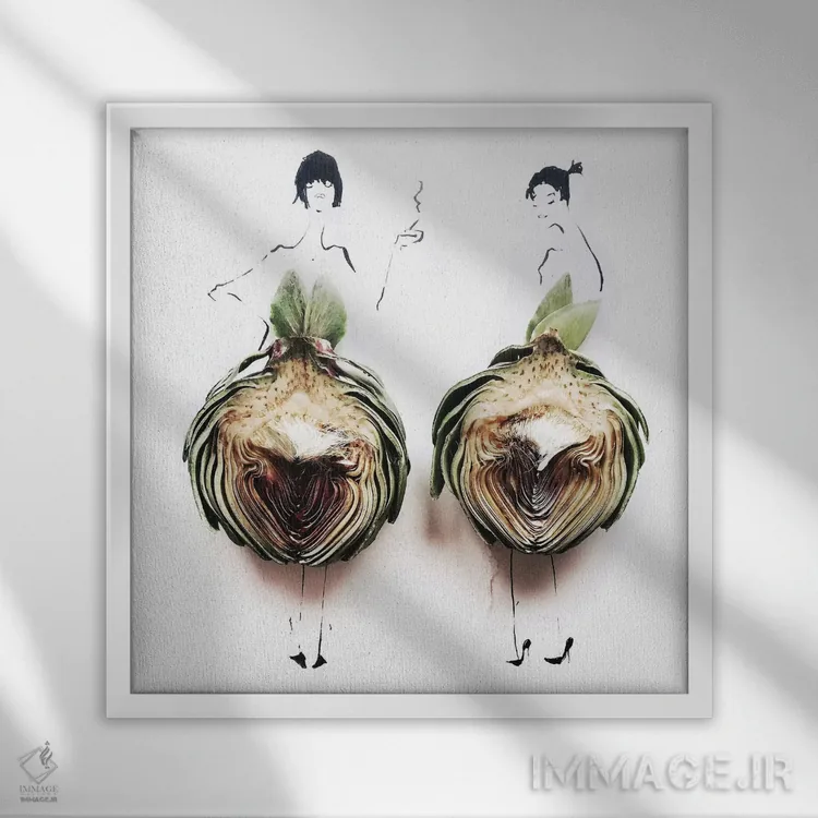 تابلو آرتیشو (کنگر فرنگی) اثر گرچن روهرز - نمای قابدار سفید