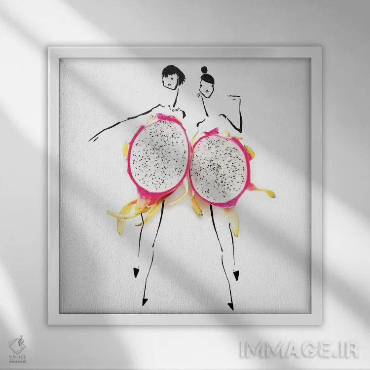 تابلو میوه اژدها (پیتایا) اثر گرچن روهرز - نمای قابدار سفید