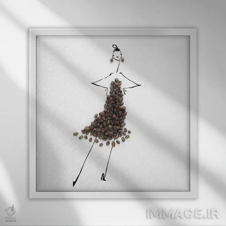 تابلو قهوه (سری اول) اثر گرچن روهرز - نمای قابدار سفید
