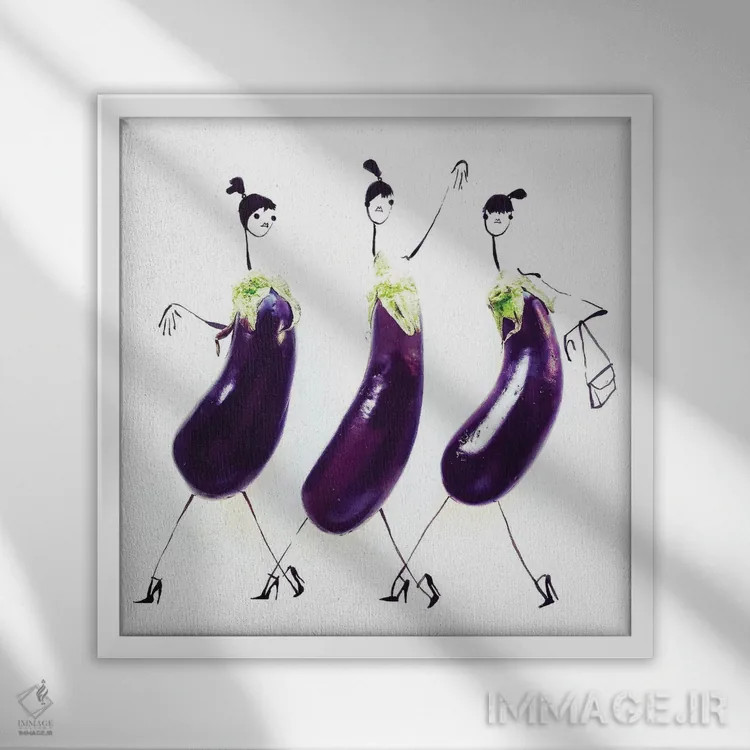 تابلو بادمجان اثر گرچن روهرز - نمای قابدار سفید