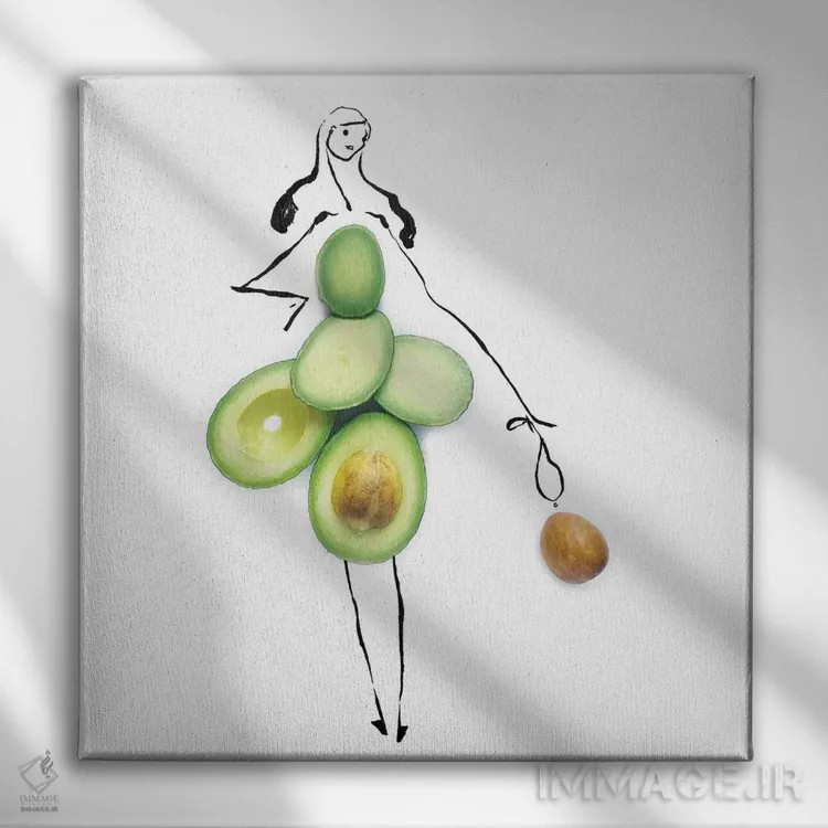 تابلو آووکادوی سبز اثر گرچن روهرز - نمای روبهرو روی دیوار