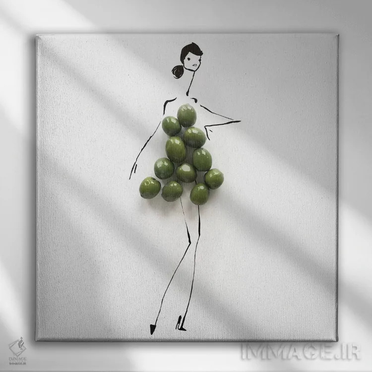 تابلو زیتون سبز اثر گرچن روهرز - نمای روبهرو روی دیوار