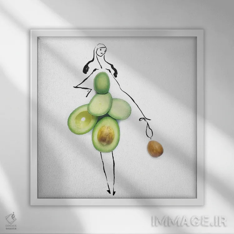 تابلو آووکادوی سبز اثر گرچن روهرز - نمای قابدار سفید