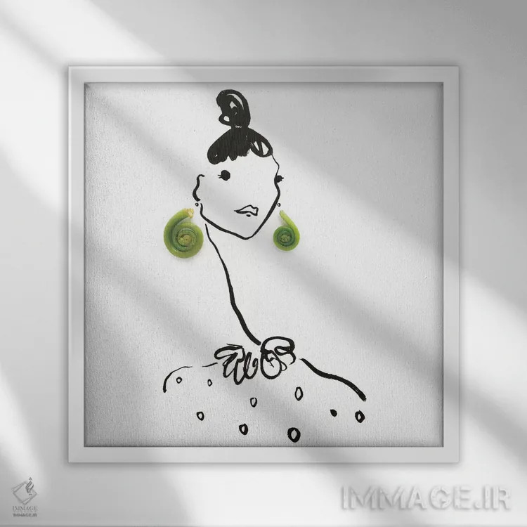 تابلو سرخس فیدلهد سبز اثر گرچن روهرز - نمای قابدار سفید