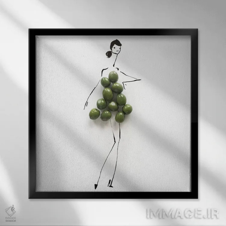 تابلو زیتون سبز اثر گرچن روهرز - نمای قابدار مشکی