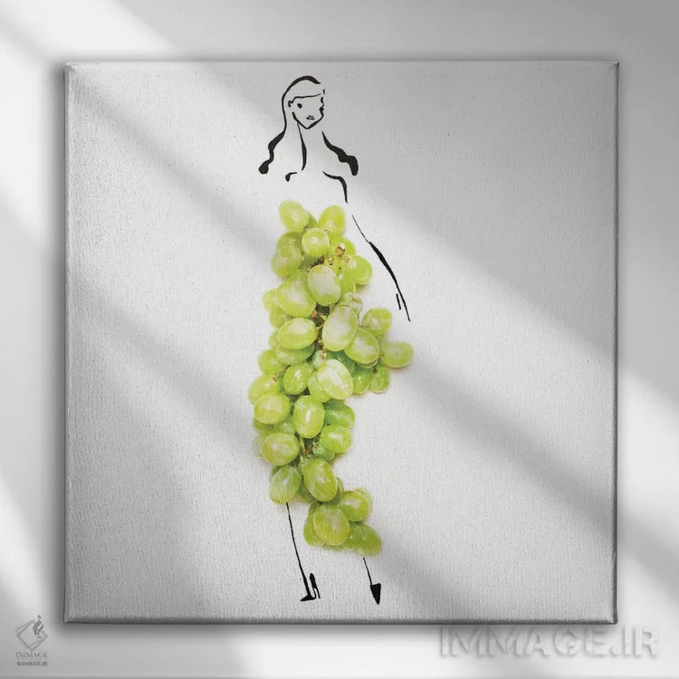 تابلو انگور سبز اثر گرچن روهرز - نمای روبهرو روی دیوار