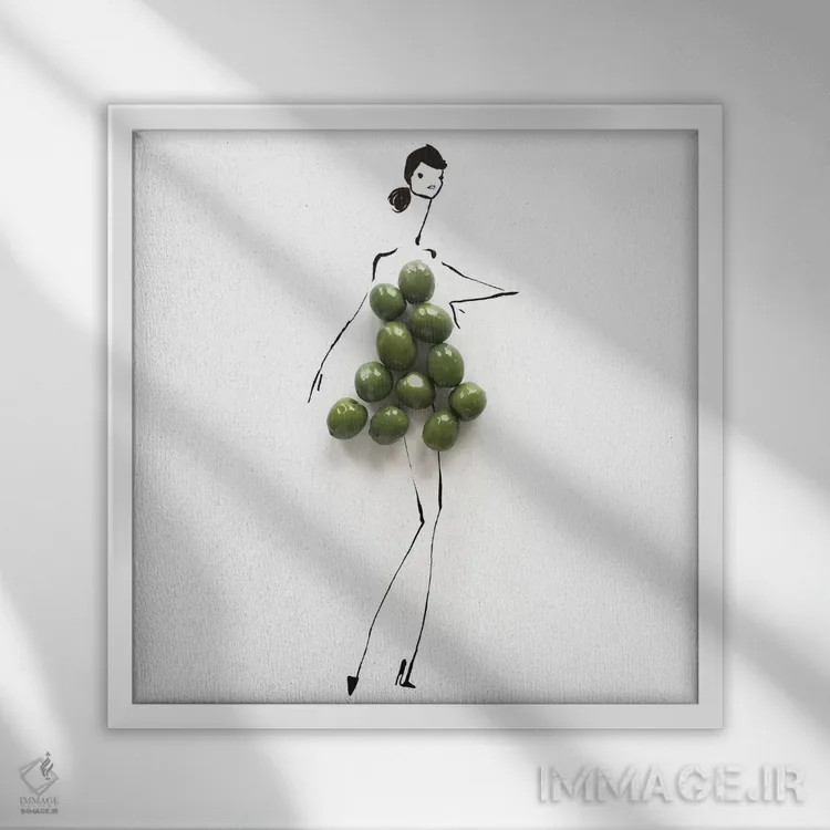 تابلو زیتون سبز اثر گرچن روهرز - نمای قابدار سفید