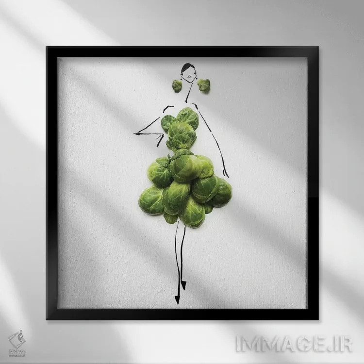 تابلو جوانههای سبز اثر گرچن روهرز - نمای قابدار مشکی
