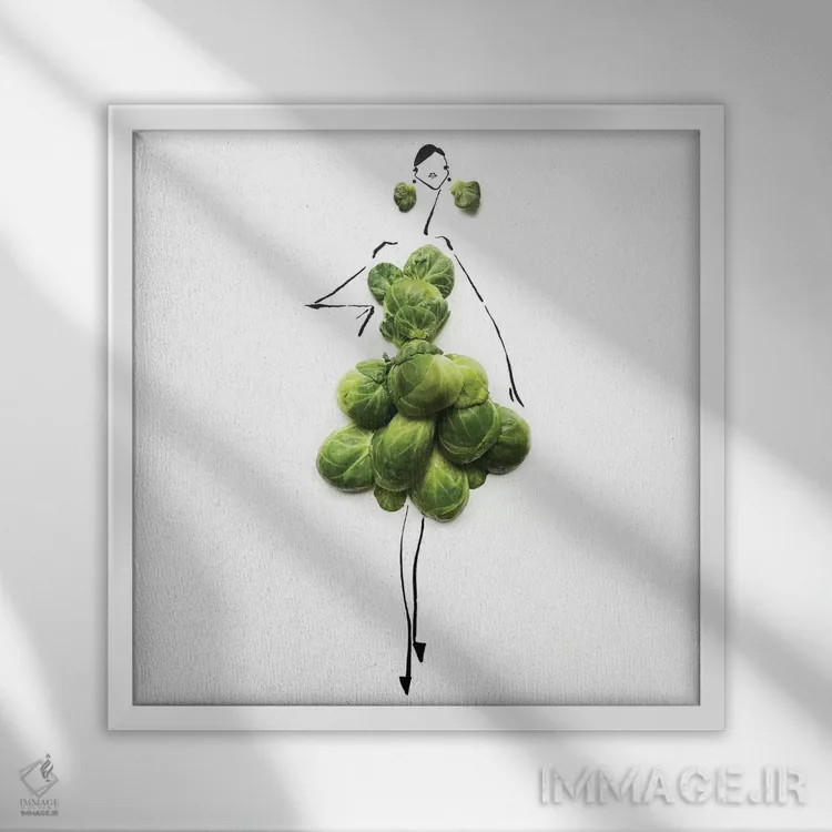 تابلو جوانههای سبز اثر گرچن روهرز - نمای قابدار سفید