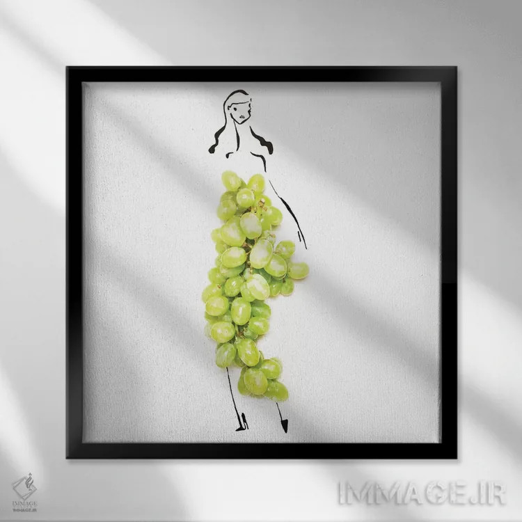 تابلو انگور سبز اثر گرچن روهرز - نمای قابدار مشکی
