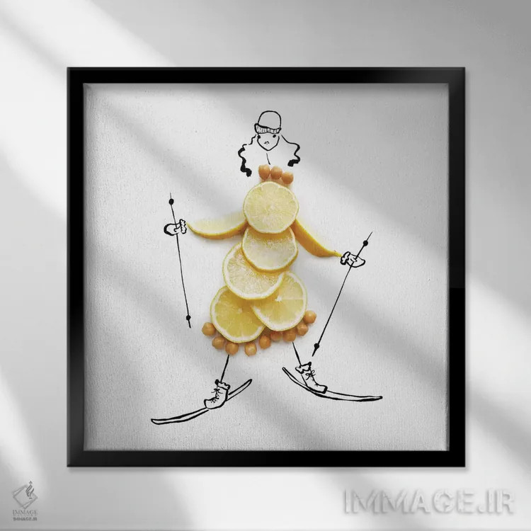 تابلو اسکی حُمُص اثر گرچن روهرز - نمای قابدار مشکی