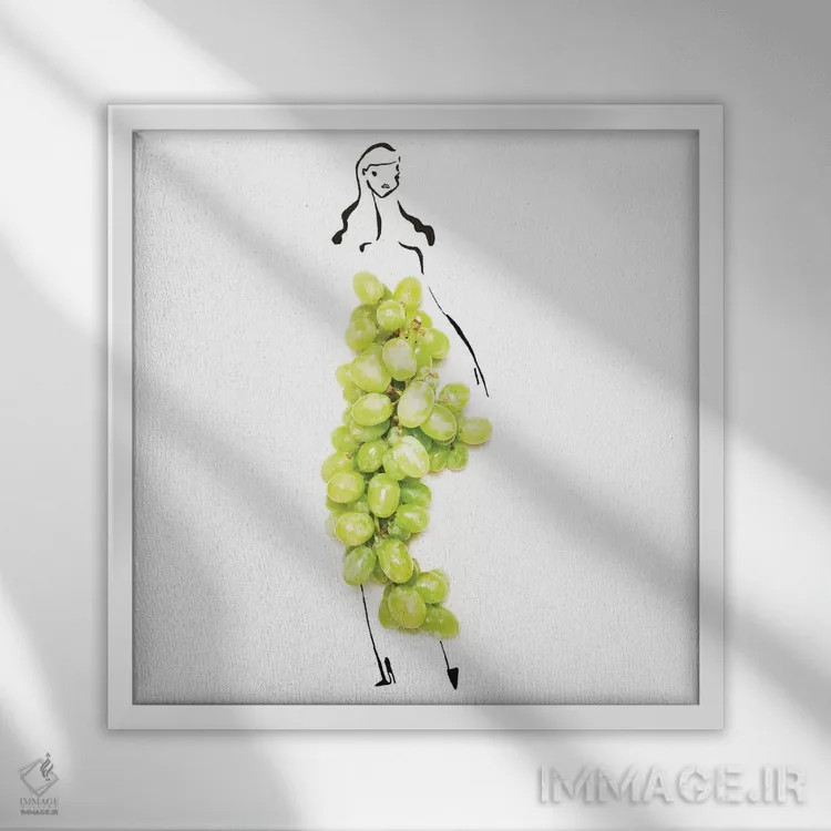 تابلو انگور سبز اثر گرچن روهرز - نمای قابدار سفید
