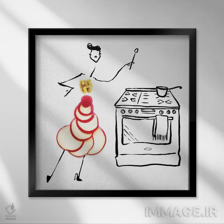 تابلو سیب (سری دوم) اثر گرچن روهرز - نمای قابدار مشکی