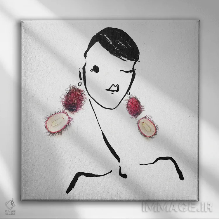 تابلو لیچی (میوه آسیایی) اثر گرچن روهرز - نمای روبهرو روی دیوار