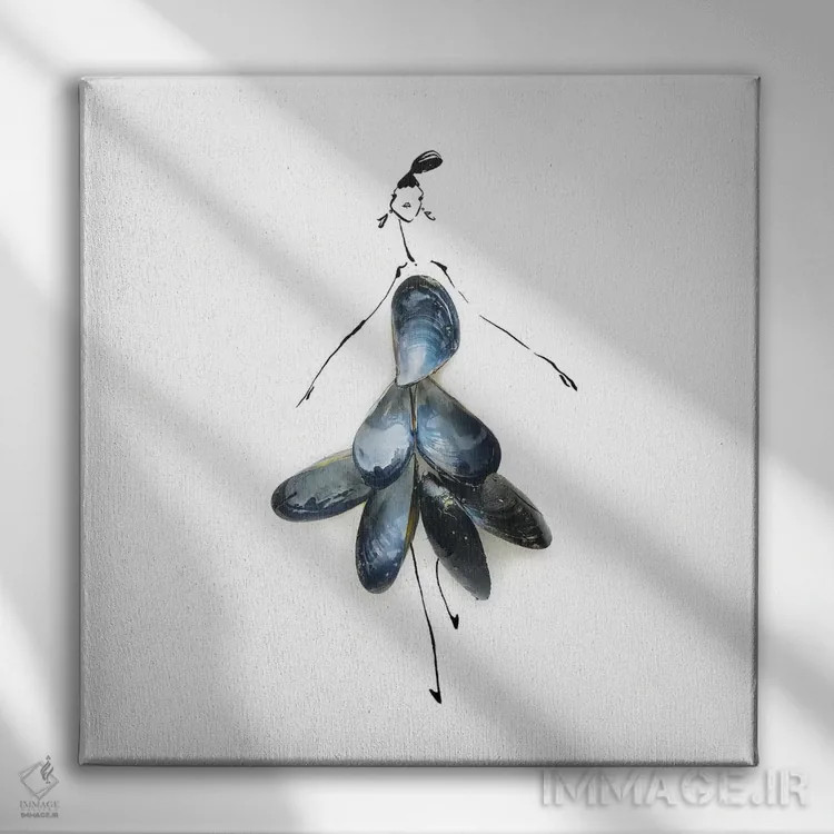 تابلو صدف آبی اثر گرچن روهرز - نمای روبهرو روی دیوار