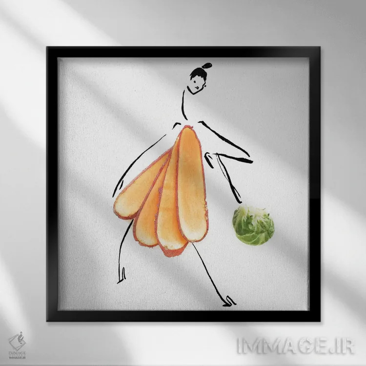 تابلو سیبزمینی شیرین اثر گرچن روهرز - نمای قابدار مشکی