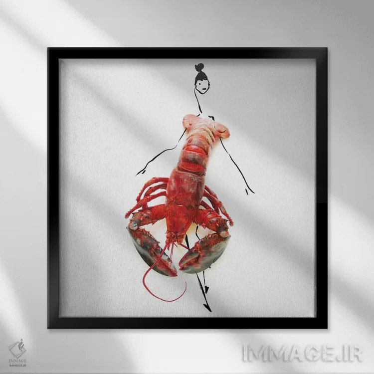 تابلو خرچنگ دریایی اثر گرچن روهرز - نمای قابدار مشکی