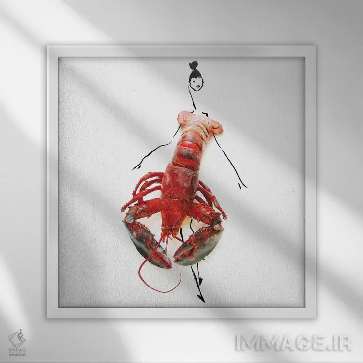 تابلو خرچنگ دریایی اثر گرچن روهرز - نمای قابدار سفید