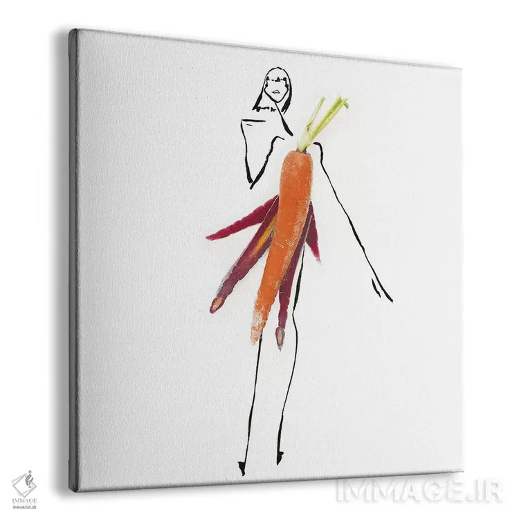 تابلو هویج نارنجی اثر گرچن روهرز - نمای پرسپکتیو محصول