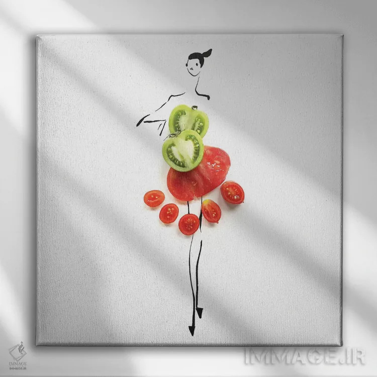 تابلو گوجه فرنگی (سری اول) اثر گرچن روهرز - نمای روبهرو روی دیوار