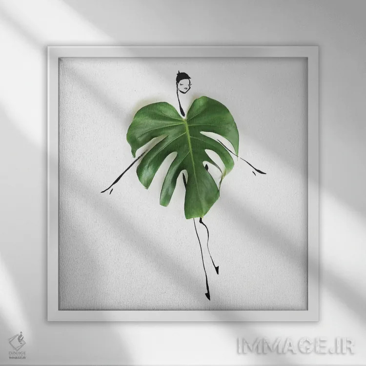 تابلو مانسترا (گیاه آپارتمانی) اثر گرچن روهرز - نمای قابدار سفید