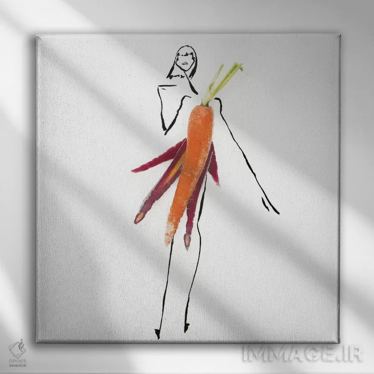 تابلو هویج نارنجی اثر گرچن روهرز - نمای روبهرو روی دیوار
