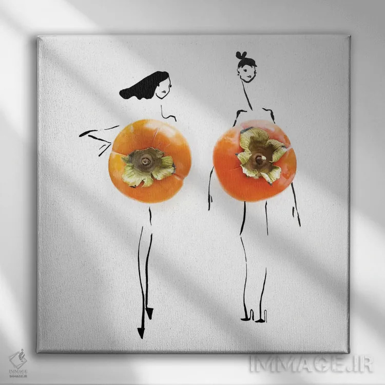 تابلو خرمالوی نارنجی اثر گرچن روهرز - نمای روبهرو روی دیوار