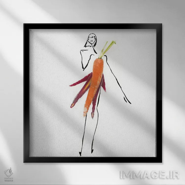 تابلو هویج نارنجی اثر گرچن روهرز - نمای قابدار مشکی