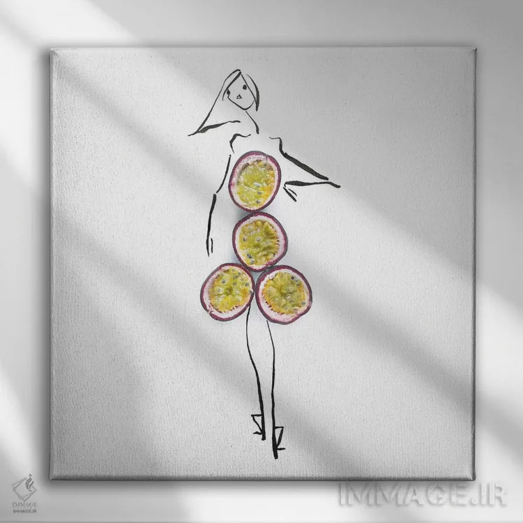 تابلو میوه شور (پشن فروت) اثر گرچن روهرز - نمای روبهرو روی دیوار